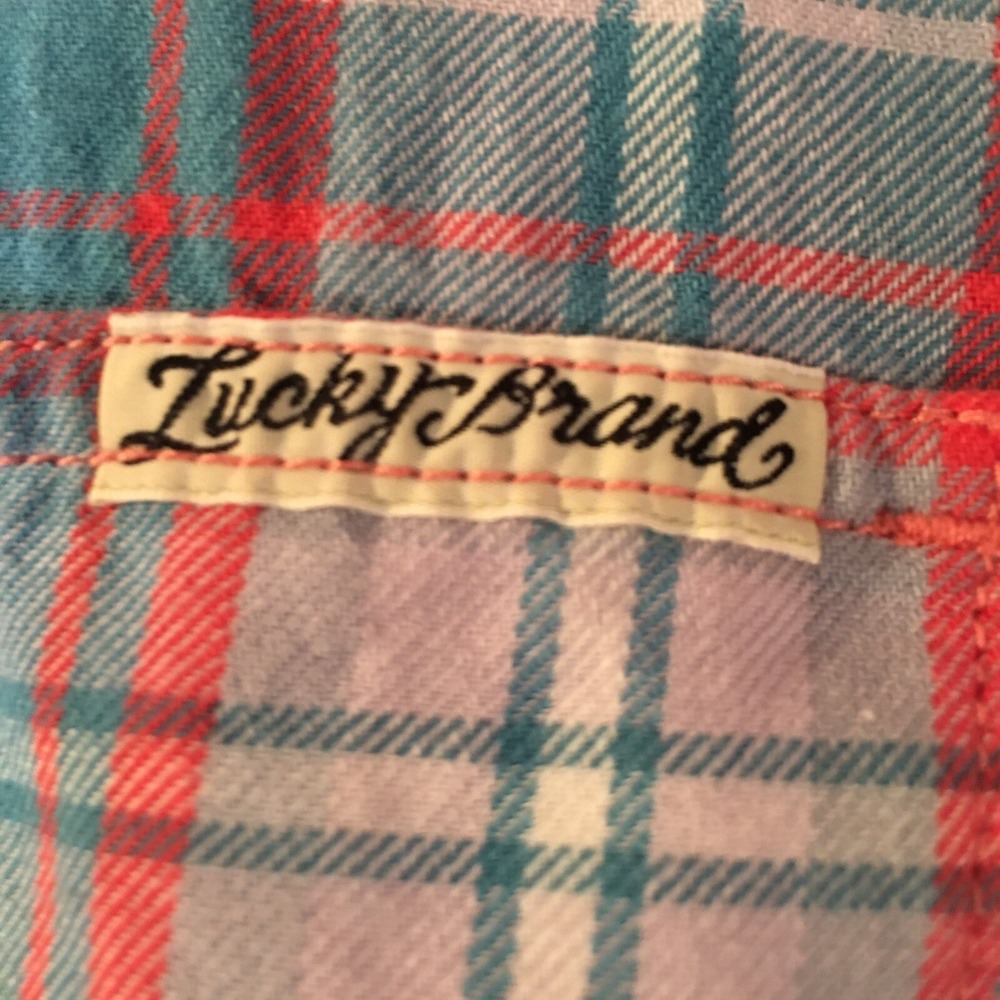Lucky Brand Mens‎ XXL Short Sleeve Plaid Shirt Blue Flannel Feel EXCELLENT NEW - Picture 6 of 6
